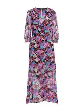 Pinko XS Floral Purple Maxi Dress - Elegant 3/4 Sleeve